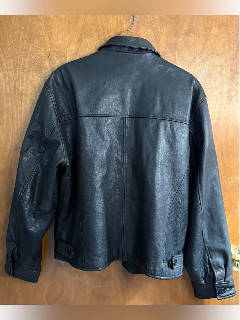 J. Crew Vintage Men's Black 100% Leather Bomber Jacket 90s Mcbling Grunge Preppy